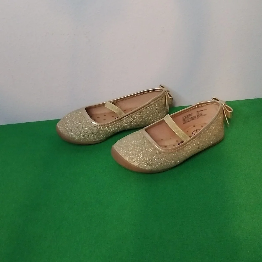 Toddler Girls Gold Sparkly Ballet Flats